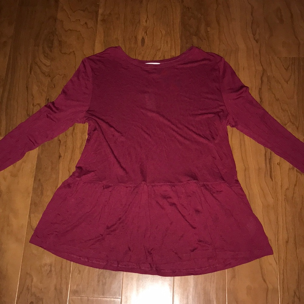 Burgundy Old Navy peplum long sleeve